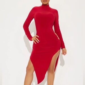 Asymmetrical Christmas mini dress